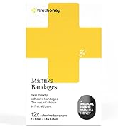 First Honey Manuka Honey Adhesive Bandages 12 Pack | Latex Free, Antibiotic Free Wound Dressing |...