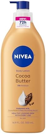 NIVEA Cocoa Butter Body Lotion for Dry Skin with Hyaluronic Acid, Cocoa Butter and Deep Nourishing Serum, 72-Hour Body Moisturizer, 16.9 Fl Oz Pump Bottle