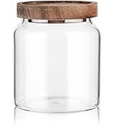 Labina Glass Storage Container Airtight Food Jars Kitchen Canister with Wood Lids, 21 Oz Wide Mou...