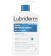 Lubriderm Fragrance Free Daily Moisture Lotion + Pro-Ceramide, Shea Butter & Glycerin, Face, Hand...