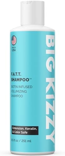 Big Kizzy F.A.T.T. Thickening Biotin Shampoo - Formulated for Extensions + Thin Hair - Sulfate & Paraben Free - Keratin & Color Safe Volumizing Shampoo, 8.5oz