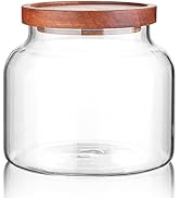 Labina Glass Storage Container Airtight Food Jars Kitchen Canister with Wood Lids, 47 Oz Wide Mou...