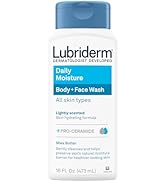 Lubriderm Daily Moisture Body + Face Wash, Hydrating Body Wash + Moisturizing Facial Cleanser wit...