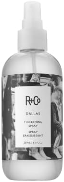 R+Co Dallas Hair Thickening Spray | Volumizing & Texturizing Spray for All Lengths | Adds Volume, Body & Shine | Perfect for Blowouts, Curling Irons & Roller Sets | 8.5 oz