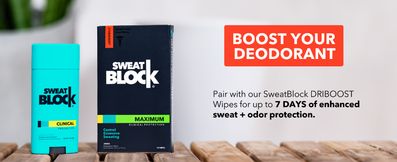 boost your deodorant pair with our sweatblock driboost wipes for up to 7 days of enhanced protection
