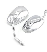 Motorcycle Mirrors, Universal 10mm Chrome Motorcycle Rear View Side Mirrors Handle Bar Bar End Mo...