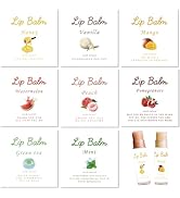 CRASPIRE 80Pcs 8 Styles Labels for Lip Balm Coated Paper Paster Honey Fruit Square Tubes Lip Balm...