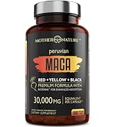 Mother Nature Organics Peruvian Maca Root Capsules - Yellow, Black, & Red Maca Root Supplement - ...