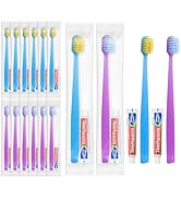 skourvut Disposable Toothbrushes with Toothpaste Individually Wrapped,Bulk Toothbrush 2 Colors an...