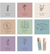 CRASPIRE 80Pcs 8 Styles Lip Balm Sticker Plants Solid Color Self-Adhesive Homemade Lip Balm Label...