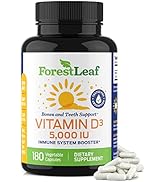 Forest Leaf - Vitamin D3 5,000 IU Weekly Supplement - 180 Vegetable Vitamin D Capsules for Bones,...