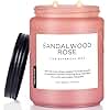 M&SENSE Sandalwood Rose Scented Candle 19.4oz 110 Hours Long Lasting Burn Natural Soy Wax Strong Scented Candle for Home, 2 Wick Home Fragrance Slow Burning Housewarming Gifts for Men Women