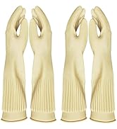 The Crown Choice Reusable Waterproof Household Dishwashing Cleaning Rubber Gloves Non-Slip Kitche...