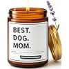 Best Dog Mom Scented Candle | Lavender Vanilla | 100% Soy Wax | Long Burn Time - Dog Mom Gifts for Women, New Puppy Funny Present Idea for Pet Lover, Fur Mama Gift for Christmas or Birthday