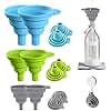 6 Pack Kitchen Funnel Set, 2025 New Food Funnel Silicone Collapsible Funnels for Kitchen, Upgrade Funnels for Kitchen Use Filling Bottles, Kitchen Gadgets (Color#A)