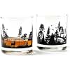 Black Lantern Whiskey Glasses Set of 2 – 11 oz Heavy‑Base Old‑Fashioned Rocks Glasses with Forest Animal Screen Print | Hand‑Printed | Durable, Dishwasher‑Safe Barware for Bourbon, Scotch & Cocktails