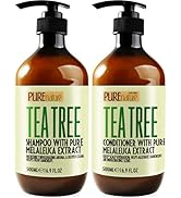 Tea Tree Shampoo and Conditioner Set Sulfate Free - Anti Dandruff Scalp Oil Treatment for Dry, Fl...