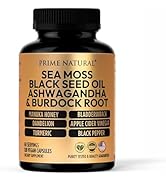 Sea Moss 3000mg Black Seed Oil 2000mg Ashwagandha 1000mg Turmeric 1000mg Bladderwrack 1000mg Burd...