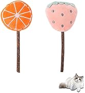 WishLotus Cat Catnip Toys with Silvervine Stick, 2pc Soft Cat Plush Toys with Bell Inside for Den...