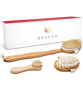 Dry Brushing Body Brush Set - Best for Cellulite, Lymphatic Drainage & Skin Exfoliating - Natural...