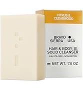 Bravo Sierra All-In-One Shampoo & Face Soap Bar - Citrus & Cedarwood, Coconut, Shea Butter and Oa...