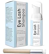 Eyelash Extension Shampoo & Brush - Gentle Aftercare Foaming Lash Cleanser Kit & Makeup Remover -...