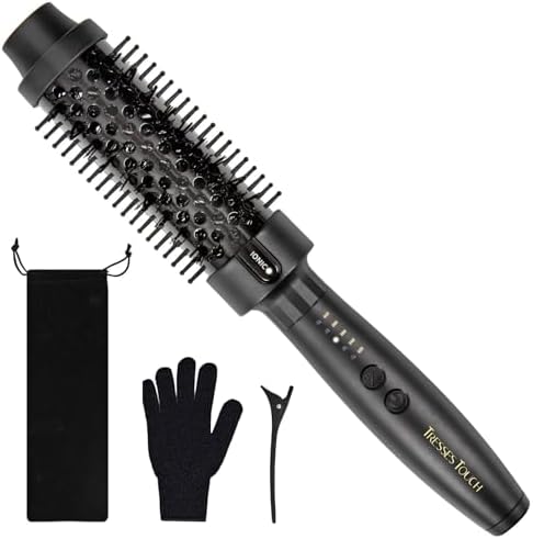 Thermal Brush 1.5 Inch, Heated Round Brush for Blowout Look, Negative Ion, 5 Temp Settings, Tourmaline Ceramic, Dual Voltage for Travel, Easy to Use, Less Damage, Makes Hair Shinier & Smoother