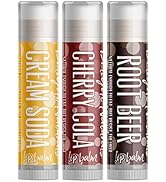 Delight Naturals Soda Fountain Lip Balm Gift Set - Cream Soda, Cherry Cola, and Root Beer