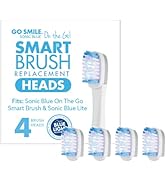 GO SMILE Replacement Brush Heads for On The Go Sonic Blue Electric Toothbrush, 4 Pack