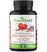 Red Yeast Rice Care with COQ-10 and Organic Flaxseed - Supports Cardiovascular Health - 1215mg - ...