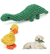 WishLotus 2Pc Dog Rope Toys, Cute Dinosaur and Yellow Duck Shaped Dog Toys for Aggressive Chewers...