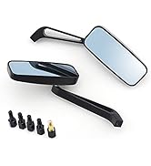 8mm/10mm Black Rectangle Motorcycle Bobber Mirrors Blue Mirror Reducing Glare Motorcycle Rear Vie...