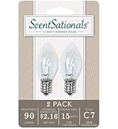 Scentsationals 15w Bulbs for Accent Wax Warmer, 15 Watt Light Candelabra E12 Base - Replacement E...