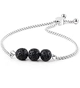 Diffuser Bracelet, Lava Rock Stone Aromatherapy Essential Oil Bracelet, Adjustable Wristband with...
