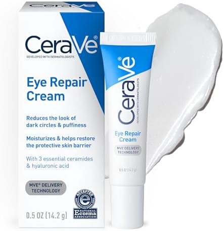CeraVe Eye Repair Cream, Under Eye Cream For Puffiness And Bags Under Eyes, Hyaluronic Acid + Niacinamide + Marine Botanical Complex, Oil Free & Opthalmologist Tested
