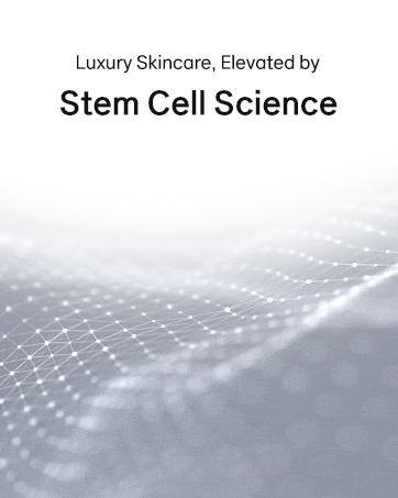 Luxury skincare concept elevated by advanced stem cell science with technology-inspired background