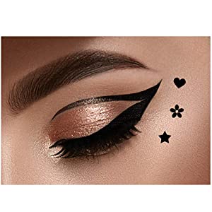 evpct 4 in 1 Flowers Heart Moon Star Shapes Face Stamps & Eyeliner Set
