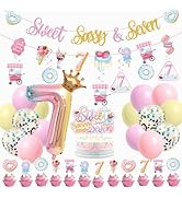JUYRLE Sweet Sassy And Seven Birthday Decorations- 7th Birthday Decorations For Girls With Donut ...