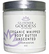 Glimmer Goddess Organic Whipped Body Butter for Women - Moisturizer Cream with Shea & Cocoa Butte...