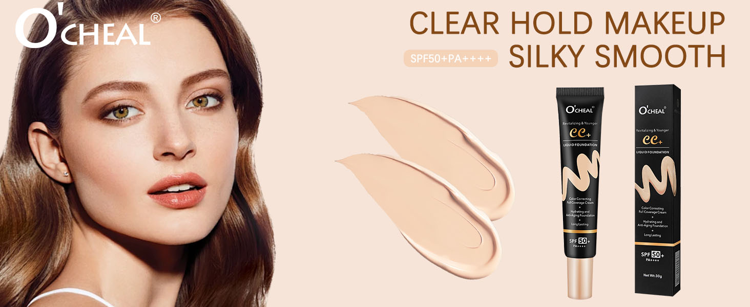 O'CHEAL CC Cream with SPF 50+ BB Cream Pre-makeup Primer Facial Concealer Refine Skin Texture