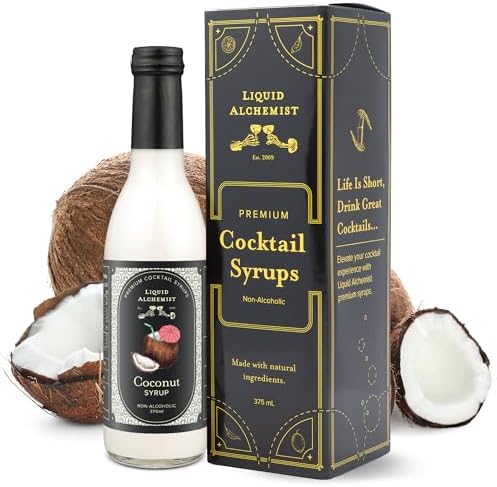Liquid Alchemist Coconut Syrup for Drinks - Real Ingredients Make our Cream of Coconut Syrup a Perfect Pina Colada Drink Mix - Tropical Flavoring for Drinks - Vegan & Non-GMO (12.7 oz)