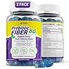 Fiber Gummies for Adults 8g (Inulin, Psyllium Husk, FOS More) with Probiotics, Green Tea Extract, Sugar Free Plant Based Fiber Supplement Blend for Digestive Health, Regularity, Non-GMO, Vegan, 120Cts