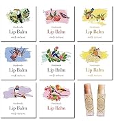 CRASPIRE 80pcs 8 Styles Lip Balm Labels - Waterproof Bird Pattern Square DIY Lip Balm Stickers fo...