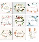 CRASPIRE 80Pcs 8 Styles Lip Balm Stickers - Floral Vintage Square DIY Labels - Pink, White - Pape...