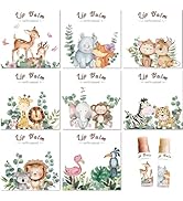 CRASPIRE 80Pcs 8 Styles Lip Balm Sticker Animals Self-Adhesive Cartoon Monkey Lion Homemade Lip B...