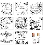 CRASPIRE 80Pcs 8 Styles Flower Lip Balm Stickers Self-Adhesive Retro Butterfly Leaves Plants Lotu...