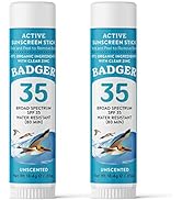 Badger Face Sunscreen Stick SPF 35 with Mineral Zinc Oxide, Travel Size Sunscreen, 97% Organic In...