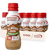 Premier Protein Almondmilk Non-Dairy Protein Shake, Coffee, 20g Protein, 5g Sugar, 11.5fl oz, 12 ...
