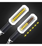 surpassme 2PCS Motorcycle Turn Signal White/Sequence Amber LED Indicator Light Daytime Running Li...