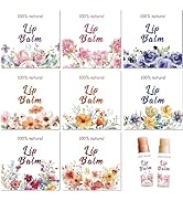 CRASPIRE 80Pcs 8 Styles Lip Balm Sticker Flower Self-Adhesive Homemade Lip Balm Labels Vintage Sq...